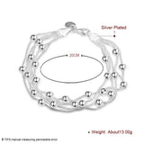 925 Silver 5 Snake Chain Bracelet Bead Silver Bracelet for Women Girl Wedding