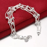 925 Silver 5 Snake Chain Bracelet Bead Silver Bracelet for Women Girl Wedding