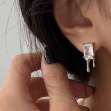 925 Silver Flow Stud Earrings Wedding Cocktail Jewelry Korea Earrings