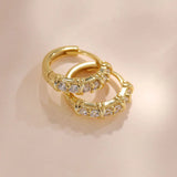 925 Silver CZ Hoop Earrings 18K Plated Classic Ear Buckle