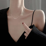 925 Silver Geometric Necklace Women's Clavicle Chain Wedding Jewelry