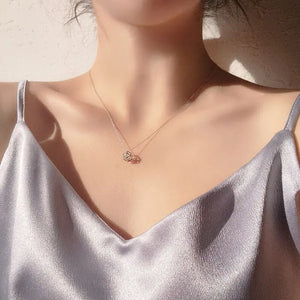 925 Silver Geometric Pendant Necklace Zircon Chain Birthday Gift