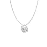 925 Silver Geometric Pendant Necklace Zircon Chain Birthday Gift