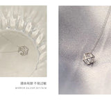 925 Silver Geometric Pendant Necklace Zircon Chain Birthday Gift