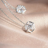 925 Silver Geometric Pendant Necklace Zircon Chain Birthday Gift
