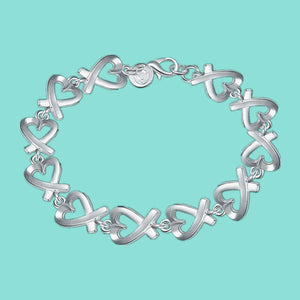 925 Silver Heart Bracelet Women Engagement Party Christmas