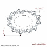 925 Silver Heart Bracelet Women Engagement Party Christmas