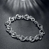 925 Silver Heart Bracelet Women Engagement Party Christmas