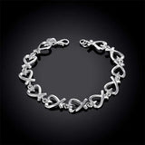 925 Silver Heart Bracelet Women Engagement Party Christmas