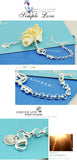 925 Silver Heart Bracelet Hollow Charm Long Chain Lady Gift
