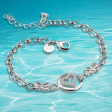 925 Silver Heart Bracelet Hollow Charm Long Chain Lady Gift