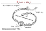 925 Silver Heart Bracelet Hollow Charm Long Chain Lady Gift