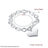 925 Sterling Silver Heart Chain Bracelets for Women