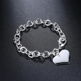 925 Sterling Silver Heart Chain Bracelets for Women
