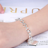 925 Sterling Silver Heart Chain Bracelets for Women
