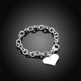 925 Sterling Silver Heart Chain Bracelets for Women