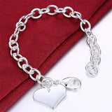 925 Sterling Silver Heart Chain Bracelets for Women