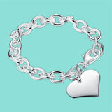 925 Sterling Silver Heart Chain Bracelets for Women
