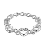925 Silver Heart Charm Bracelet Women Gift Party