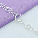 925 Silver Heart Charm Bracelet Women Gift Party