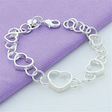 925 Silver Heart Charm Bracelet Women Gift Party