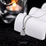 925 Silver Heart Double Layers Necklace Pendant Choker