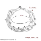 925 Silver Heart Lock Beads Chain Bracelet for Women