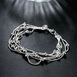 925 Silver Heart Lock Beads Chain Bracelet for Women