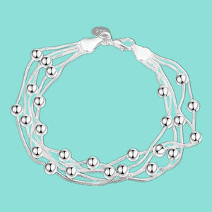 925 Silver Heart Lock Beads Chain Bracelet for Women