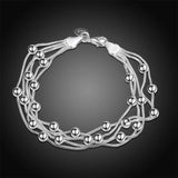 925 Silver Heart Lock Beads Chain Bracelet for Women