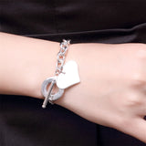 925 Silver Heart Bracelet Wedding Engagement Jewelry