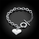925 Silver Heart Bracelet Wedding Engagement Jewelry
