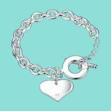 925 Silver Heart Bracelet Wedding Engagement Jewelry