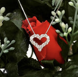 925 Silver Heart Diamond Charm Necklace Love Birthday Gift