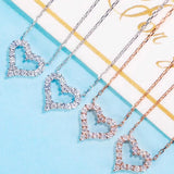 925 Silver Heart Diamond Charm Necklace Love Birthday Gift