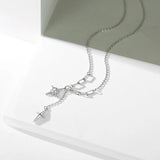 925 Silver Hexagram Necklace Zircon Star Pendant Clavicle Chain