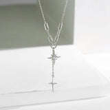 925 Silver Hexagram Necklace Zircon Star Pendant Clavicle Chain