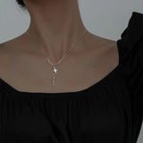 925 Silver Hexagram Necklace Zircon Star Pendant Clavicle Chain