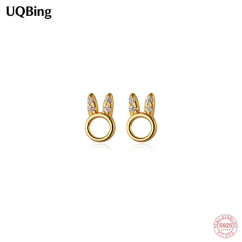 925 Silver Bunny Ears CZ Stud Earrings
