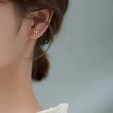 925 Silver Bunny Ears CZ Stud Earrings