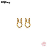 925 Silver Bunny Ears CZ Stud Earrings