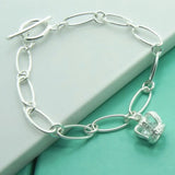 925 Silver Crown Pendant Charm Bracelet Wedding Gift