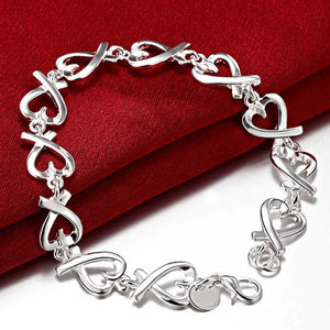 925 Silver Heart Bracelet Women Wedding Gift