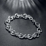 925 Silver Heart Bracelet Women Wedding