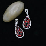 925 Silver Red Crystal Dangle Earrings for Women