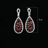 925 Silver Red Crystal Dangle Earrings for Women