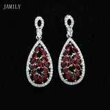 925 Silver Red Crystal Dangle Earrings for Women