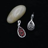 925 Silver Red Crystal Dangle Earrings for Women