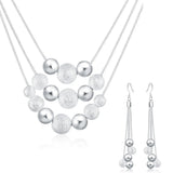 925 Silver Jewelry Set Beads Necklace Earrings Accessories