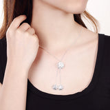 925 Silver Flower Jewelry Set - Bracelets Necklaces Earrings Bangle